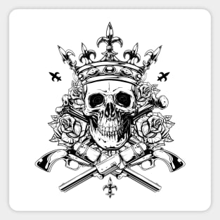 skull with guns and crown Magnet